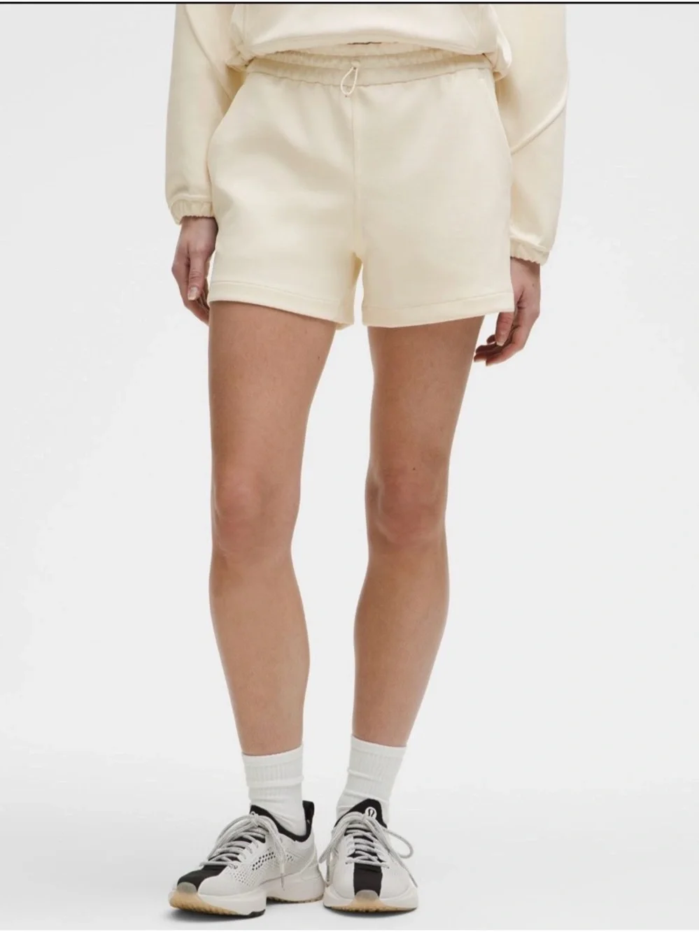 Lululemon Softstreme High Rise 4”Cream Athletic Pull-On Shorts